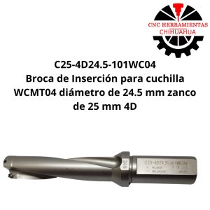 Broca de Inserción para cuchilla WCMT04 diámetro de 24.5 mm zanco de 25 mm 4D