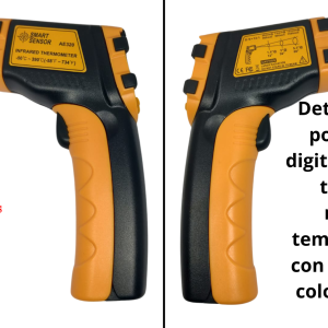 Detector térmico por infrarrojos digital sin contacto, termómetro medidor de temperatura láser con pantalla LCD a color, higrómetro IR, alarma