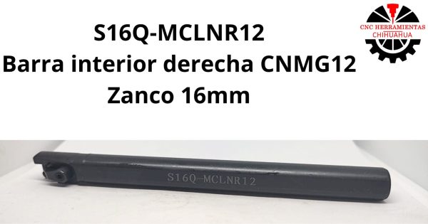 Barra interior derecha CNMG12 Zanco 16mm