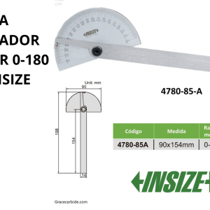 TRANSPORTADOR SEMICIRCULAR 0-180 GRADOS INSIZE