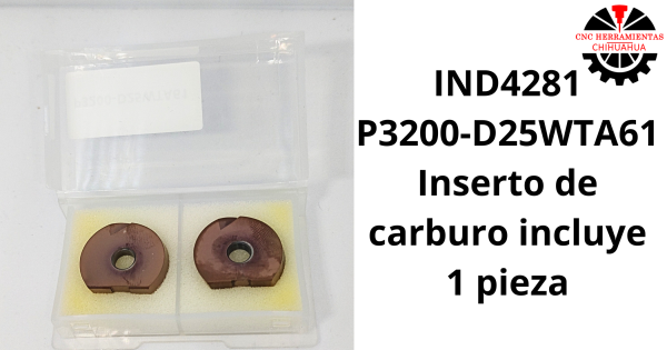 P3200-D25WTA61 Inserto de carburo incluye 1 pieza