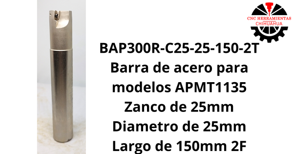 Barra de acero para modelos APMT1135 Zanco de 25mm Diametro de 25mm Largo de 150mm 2F