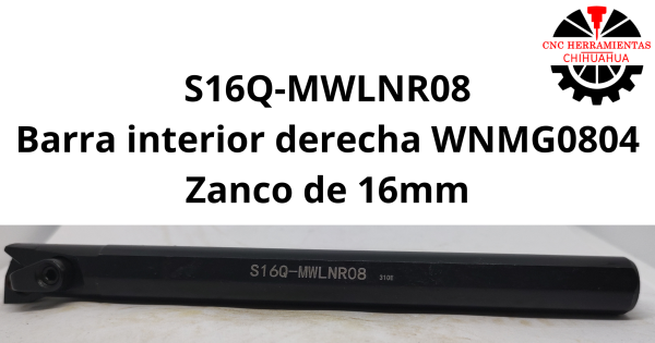 Barra interior derecha WNMG0804 Zanco de 16mm