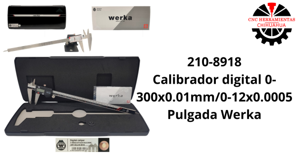 Calibrador digital 0-300x0.01mm/0-12x0.0005 Pulgada Werka