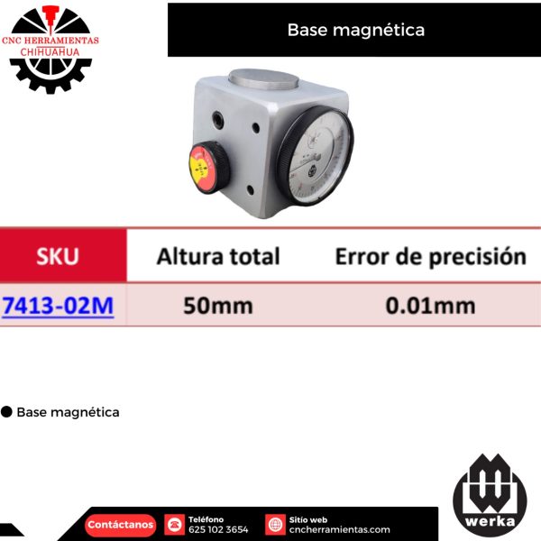 Medidor de puesta a CERO con base magnética 50mm Werka