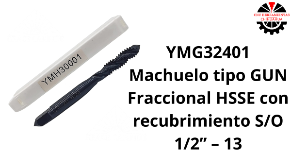 Machuelo tipo GUN Fraccional HSSE con recubrimiento S/O 1/2” – 13
