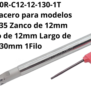 Barra de acero para modelos APMT1135 Zanco de 12mm Diámetro de 12mm Largo de 130mm 1Filo