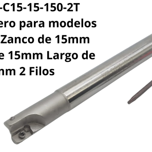 Barra de acero para modelos APMT1135 Zanco de 15mm Diámetro de 15mm Largo de 150mm 2 Filos
