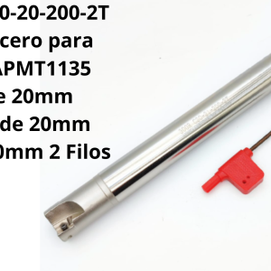 Barra de acero para modelos APMT1135 Zanco de 20mm Diámetro de 20mm Largo de 200mm 2 Filos