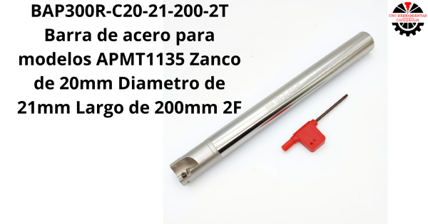 Barra de acero para modelos APMT1135 Zanco de 20mm Diametro de 21mm Largo de 200mm 2F