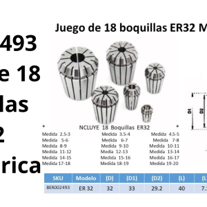 Juego de 18 boquillas ER32 Milimétrica