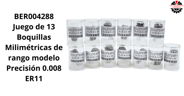 Juego de 13 Boquillas Milimétricas de rango modelo Precisión 0.008 ER11