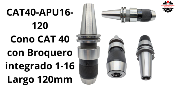 Cono CAT 40 con Broquero integrado 1-16 Largo 120mm