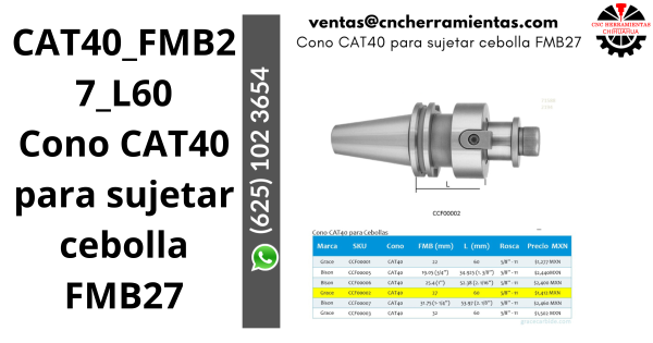 Cono CAT40 para sujetar cebolla FMB27