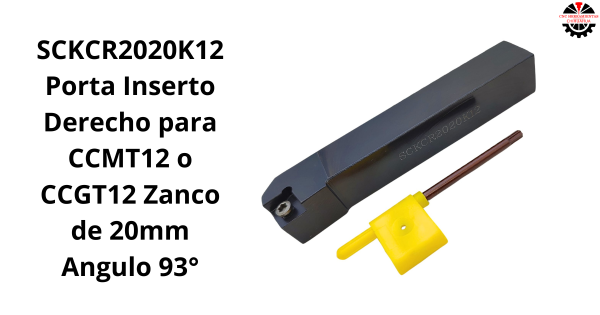 Porta Inserto Derecho para CCMT12 o CCGT12 Zanco de 20mm Angulo 93°