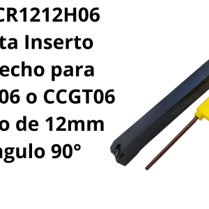 Porta Inserto Derecho para CCMT06 o CCGT06 zanco de 12mm Angulo 90°