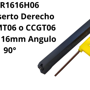 Porta Inserto Derecho para CCMT06 o CCGT06 zanco de 16mm Angulo 90°