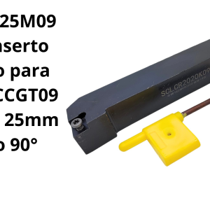Porta Inserto Derecho para CCMT o CCGT09 zanco de 25mm Angulo 90°