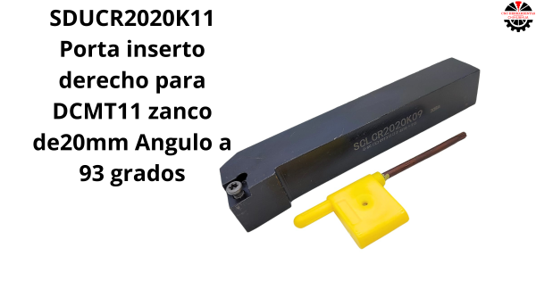 Porta inserto derecho para DCMT11 zanco de20mm Angulo a 93 grados