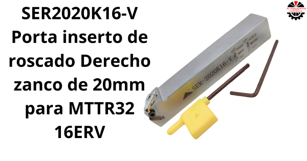 Porta inserto de roscado Derecho zanco de 20mm para MTTR32 16ERV