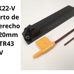 Porta inserto de roscado Derecho zanco de 20mm para MTTR43 22ERV