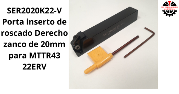 Porta inserto de roscado Derecho zanco de 20mm para MTTR43 22ERV