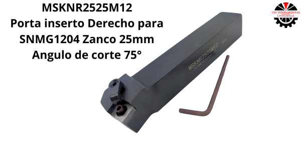 Porta inserto Derecho para SNMG1204 Zanco 25mm Angulo de corte 75°