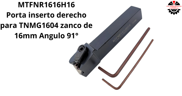 Porta inserto derecho para TNMG1604 zanco de 16mm Angulo 91°