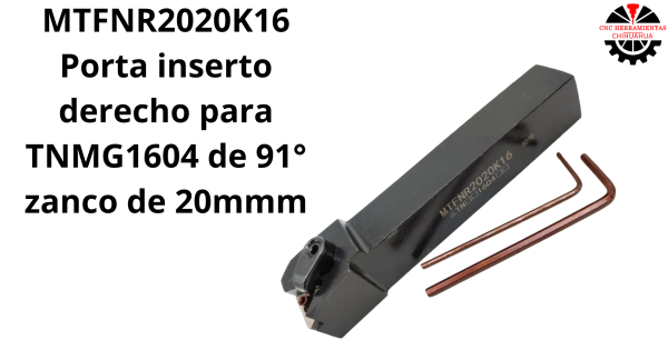 Porta inserto derecho para TNMG1604 de 91° zanco de 20mmm