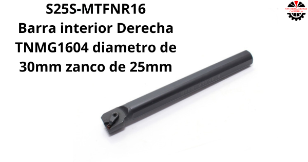 Barra interior Derecha TNMG1604 diametro de 30mm zanco de 25mmBarra interior Derecha TNMG1604 diametro de 30mm zanco de 25mm