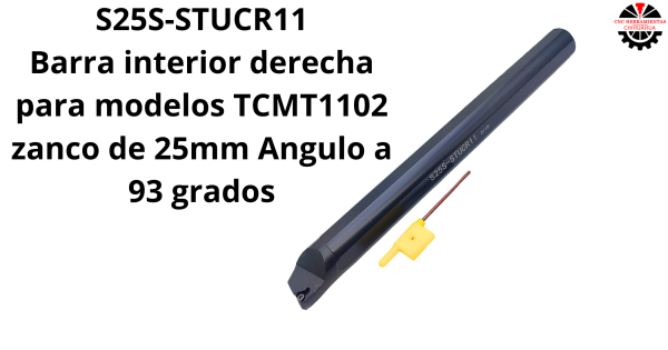 Barra interior derecha para modelos TCMT1102 zanco de 25mm Angulo a 93 grados